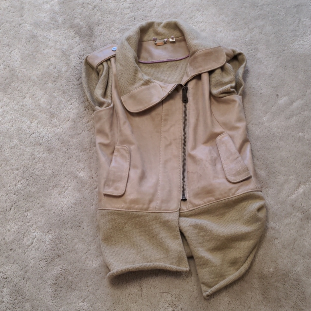 Doma leather and knit vest
